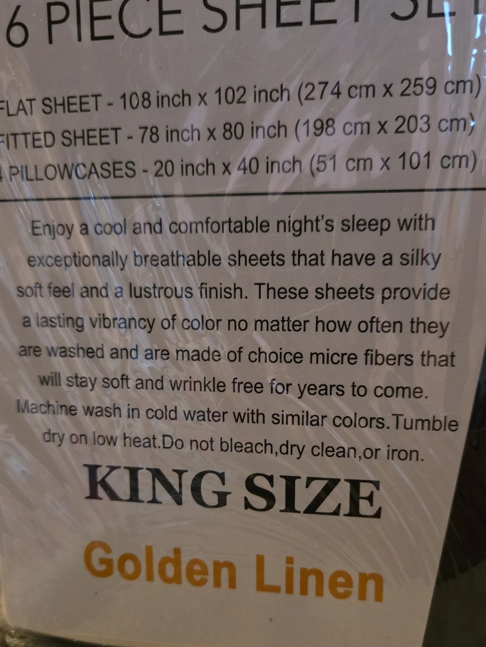 No Bundling With Sheets Due To Weight2500 Series King 6-Piece Sheet Set in Cream